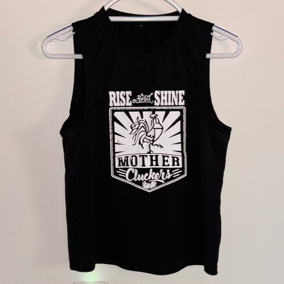 SHEIN Tops - SHEIN Rise and Shine Mother Cluckers 🐓 Black Tank Top, Size S